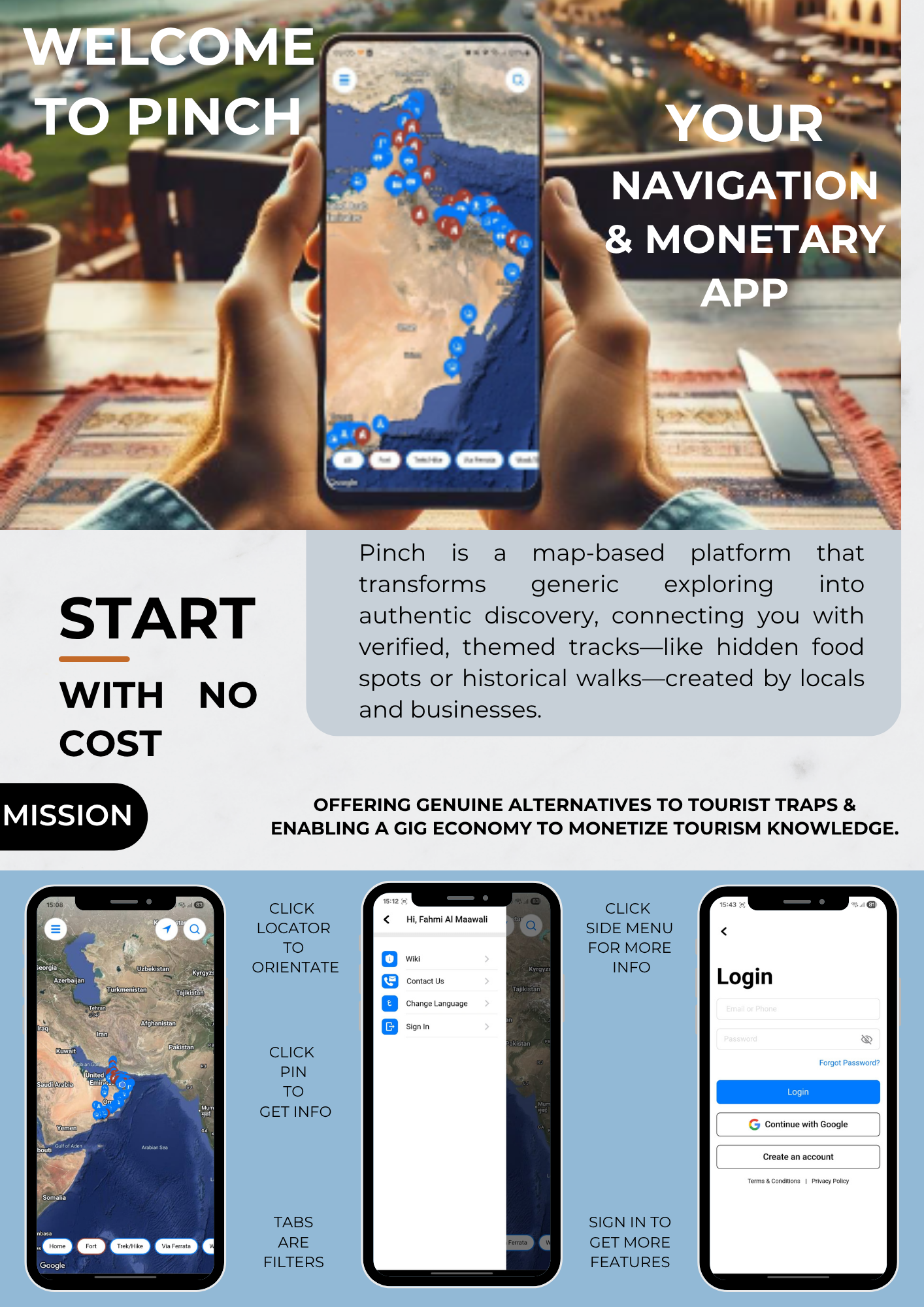 Pinch App Welcome Screen